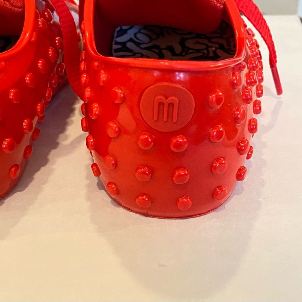 Mini Melissa Mickey Mouse red white lace up sneakers rubber shoes - Picture 7 of 10